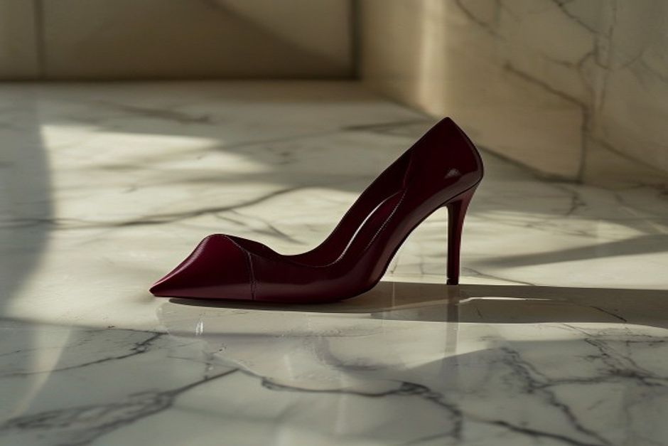 burgundy heel outfit ideas for women styled in a clean realistic fashion setting