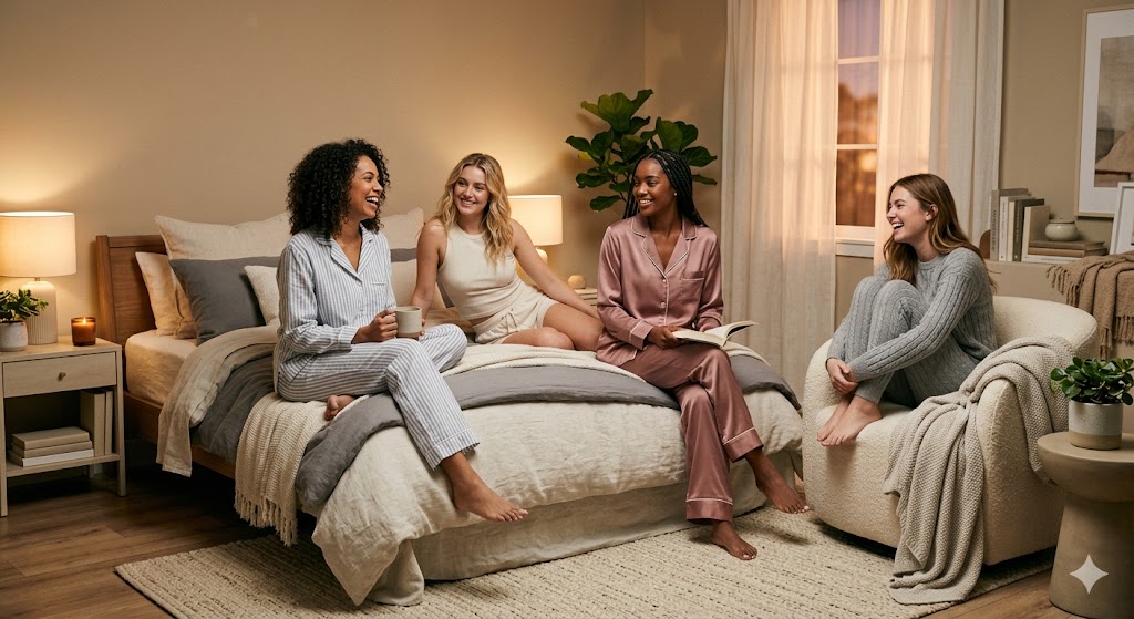 stylish and comfortable sleeping outfit ideas featuring soft pajamas and cozy bedtime looks