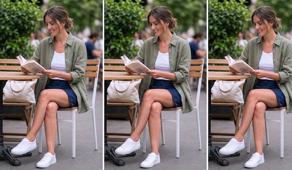 weekend linen shirt outfit ideas for women styled in a clean realistic fashion setting