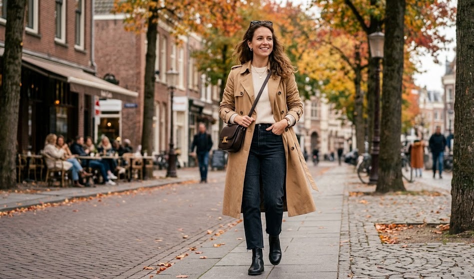 camel trench outfit ideas for women first styling look