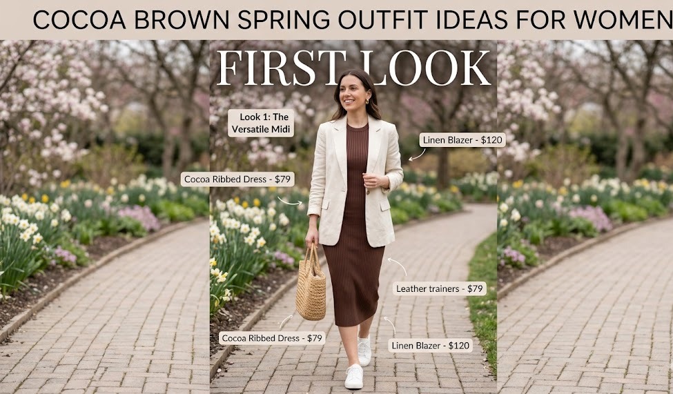 cocoa brown spring outfit ideas for women first styling look