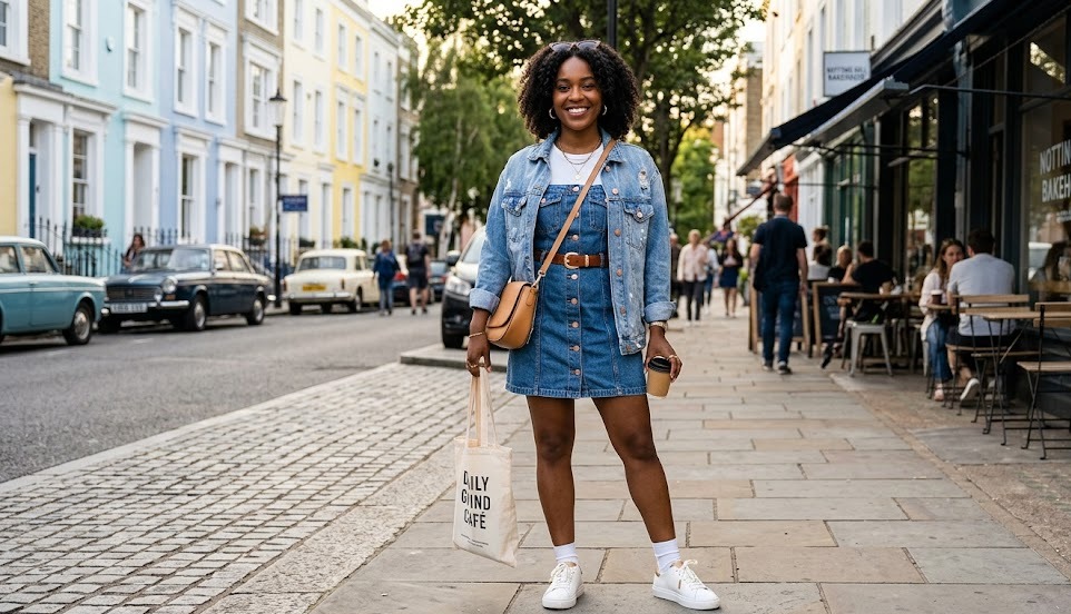 denim jacket dress outfit ideas for women first styling look