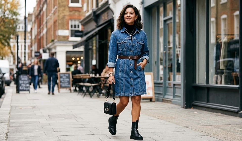 denim jacket dress outfit ideas for women fourth styling look