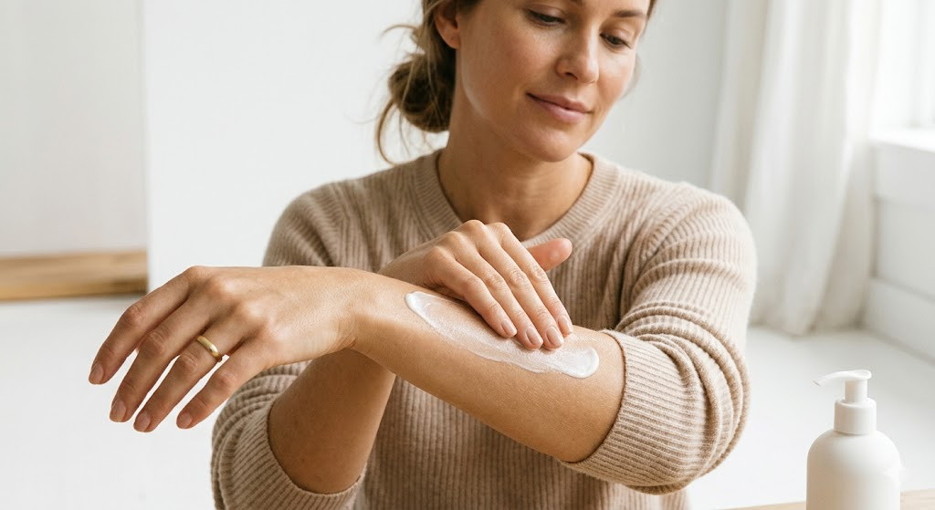 jergens lotion application on smooth skin