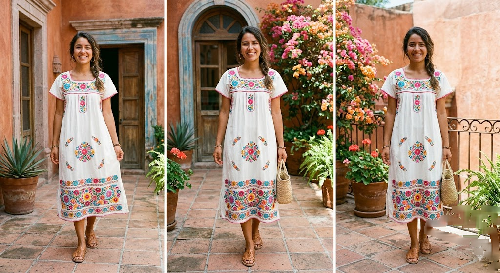 casual midi mexico dress for women with huaraches