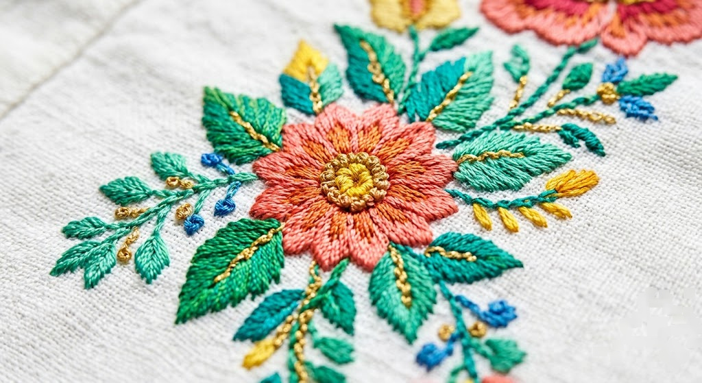 traditional mexican dress embroidery detail close-up