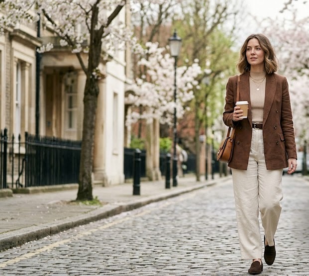 mocha mousse outfit ideas for women in early april second styling look