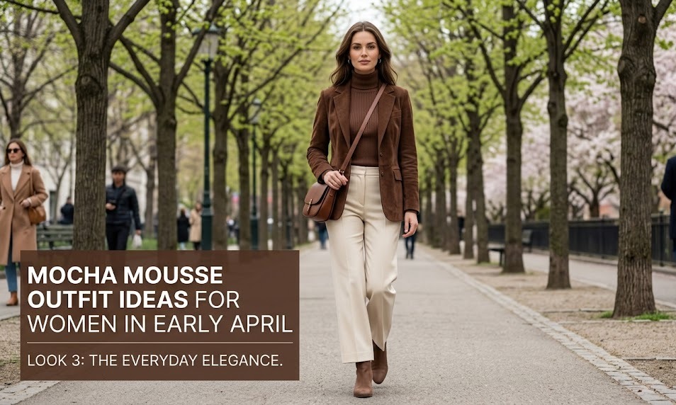 mocha mousse outfit ideas for women in early april third styling look