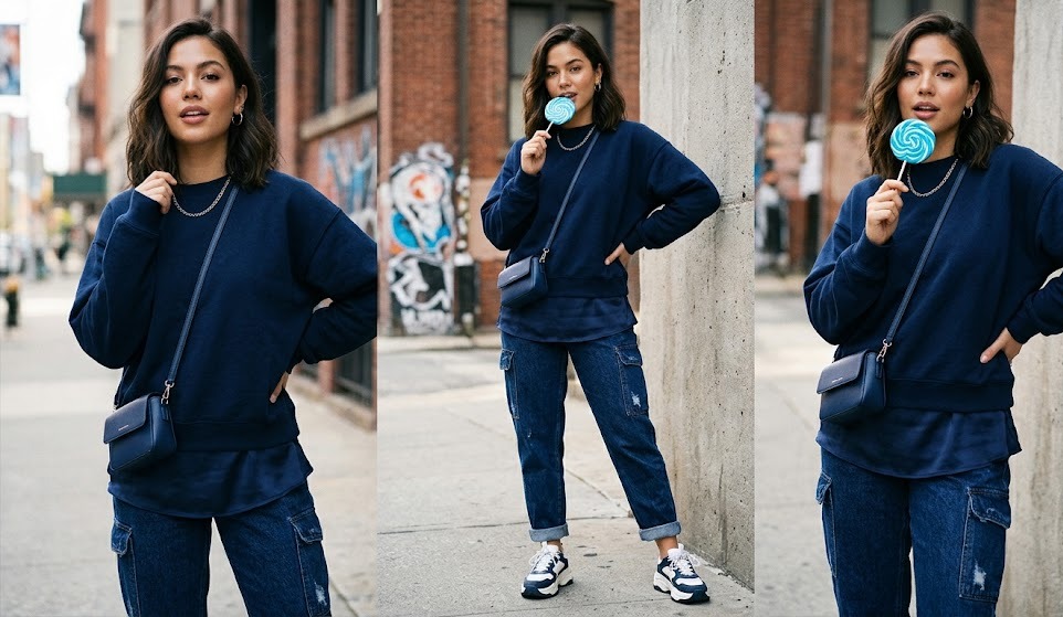 monochrome navy outfit ideas for women second styling look