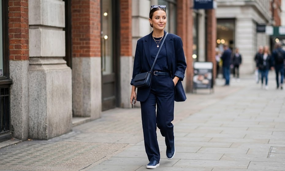 monochrome navy outfit ideas for women third styling look