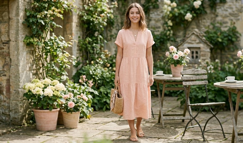 powder peach outfit ideas for women third styling look