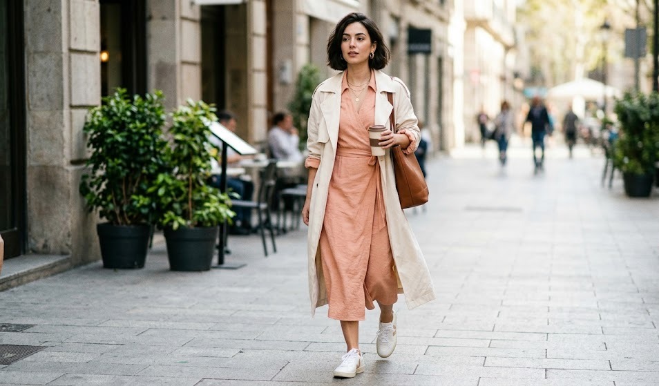 powder peach outfit ideas for women fourth styling look