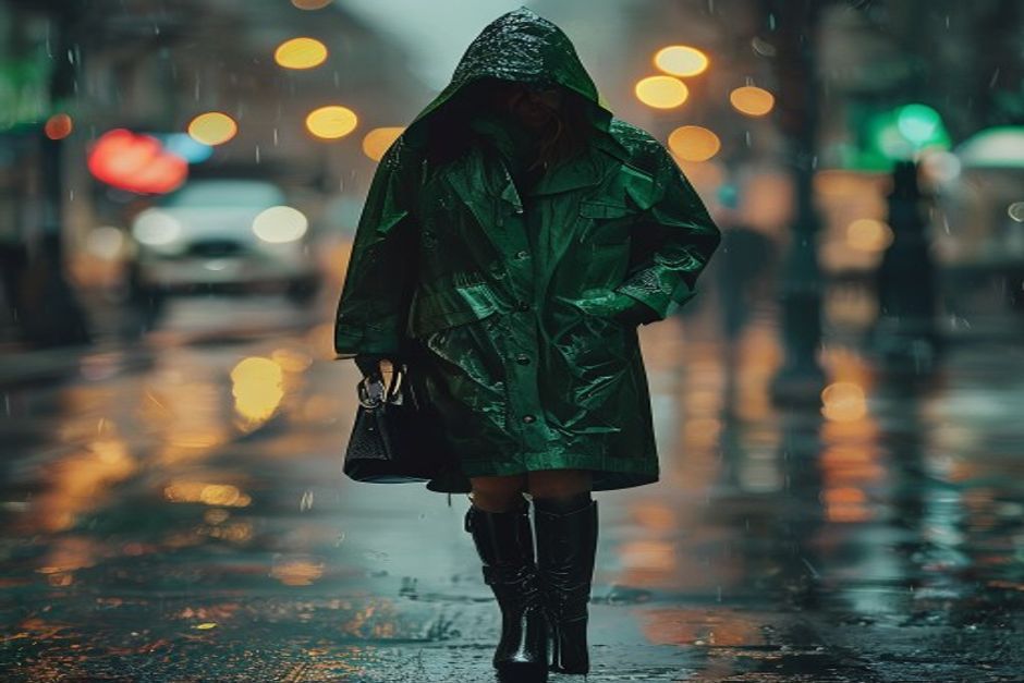 raincoat outfit ideas for women that still look cute third styling look