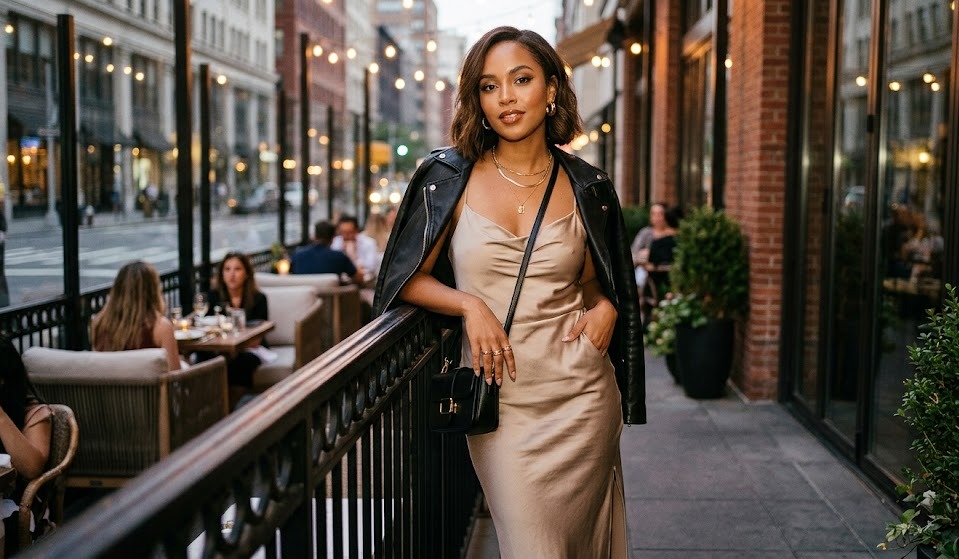 soft gold outfit ideas for women for dinner second styling look