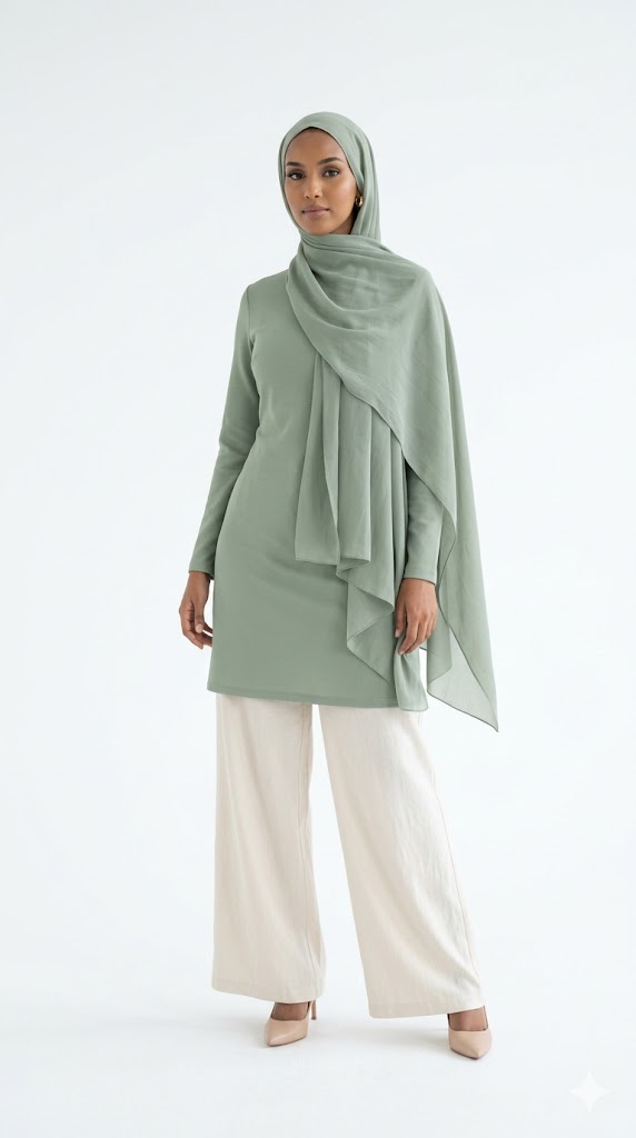 top hijab arab styles for women long modest top and shawl look